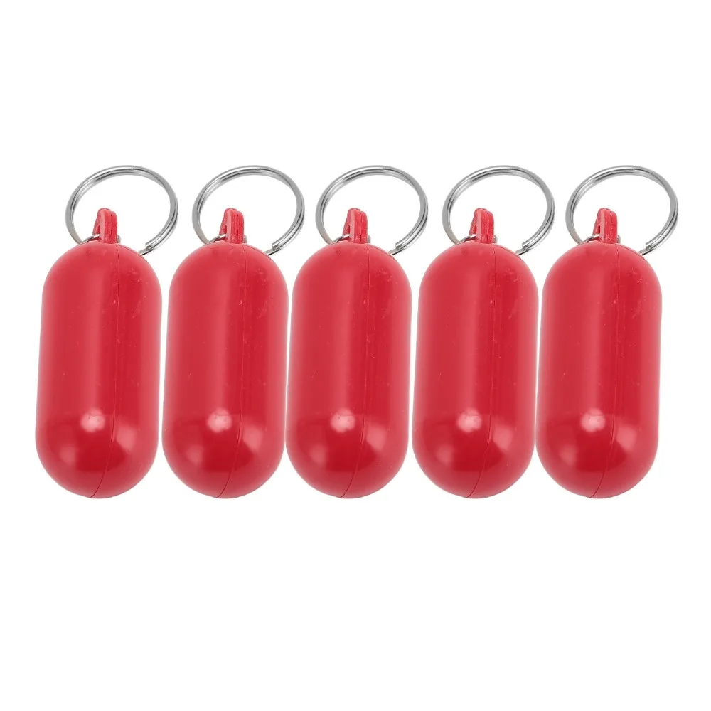 5pcs 65x25x25mm Floating Keychain Oval Orange or Red Buoyant Key Float Metal Key Ring ABS Plastic Floating Key Ring Swimming