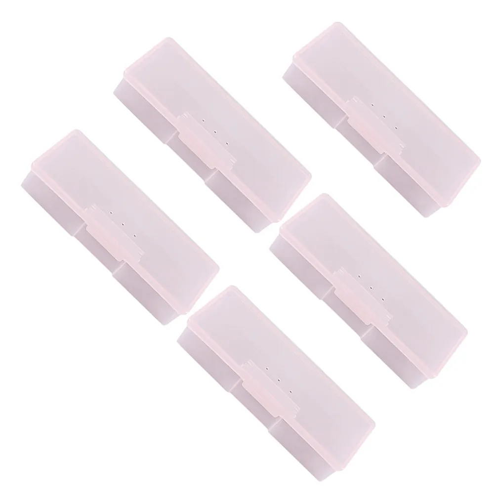 5Pcs Manicure Storage Case Transparent Pink PVC Organizer Box Dustproof Desktop Jewelry Bin Makeup Container Home Organizer