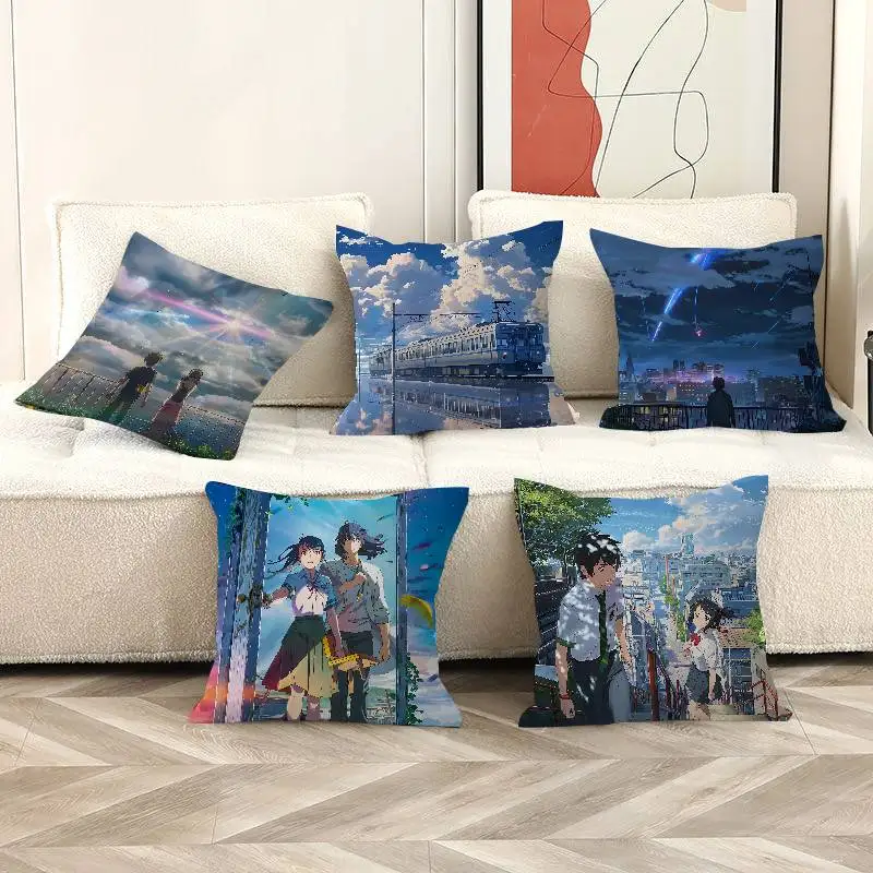 M-Makoto Anime S-Shinkai Cushion Cover Decorative Pillow Sofa Home Decor Case Pillow Cases