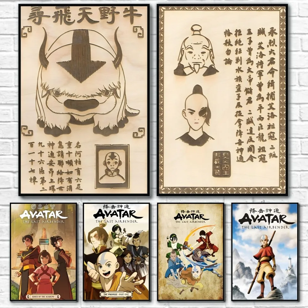 A-Avatar The Last A-Airbender Appa Classic Movie Poster Sticky Wall Art Printing Waterproof Home Living Bed Room Bar Aesthetic D