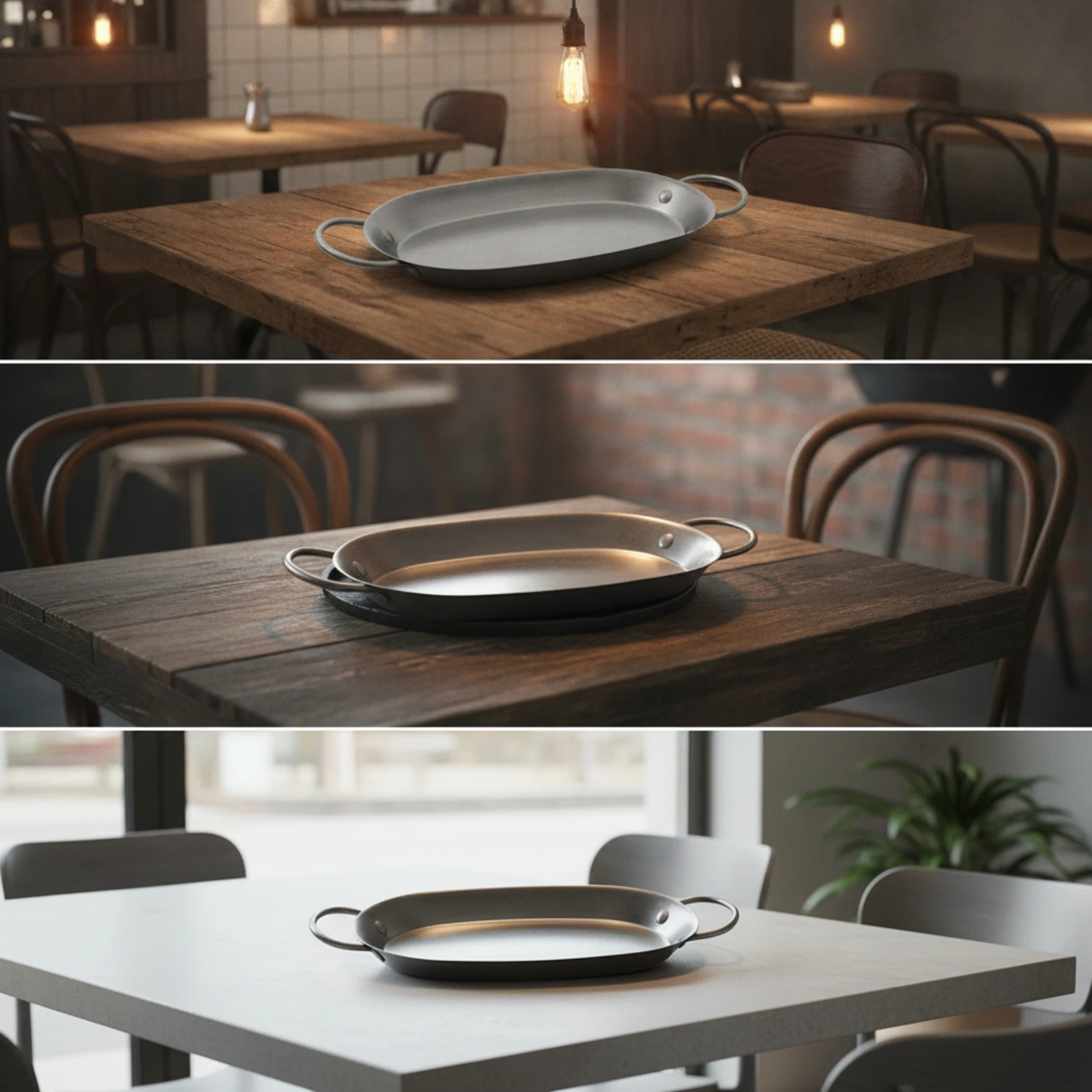 Seafood Pan Vintage Oval Pan with Loop Handles Serving Restaurant-Quality for Bistros