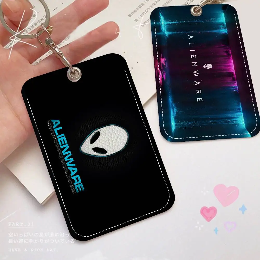 Dell Alienware Animation PC Gaming PU Soft Leather Rectangular Key Card Holder Induction Elevator Protection Cover Youth