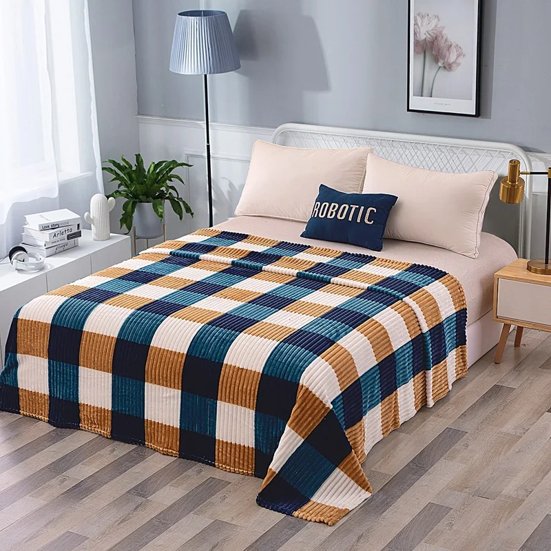 Flannel Blankets For Beds Soft Warm Coral Fleece Throw Blanket Single Layer Warm Fleece Bedspreads Home Bedding Blanket