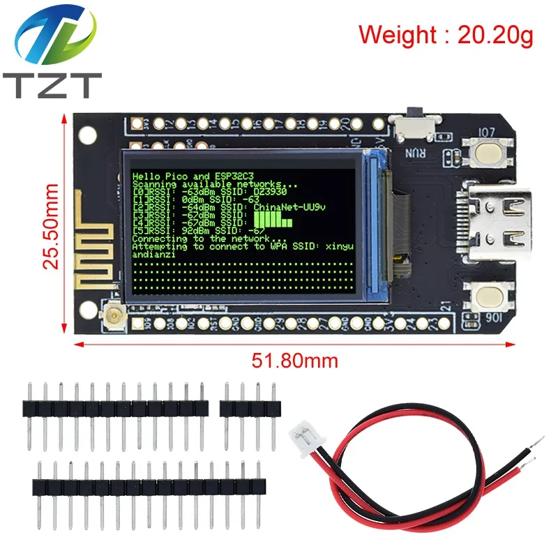 TZT T-PicoC3 ESP32-C3 RP2040 Wireless WIFI Bluetooth Module Development Board Dual MCU 1.14 Inch ST7789 Display for Arduino