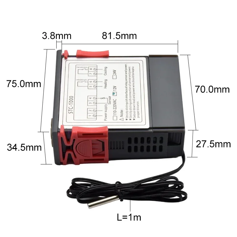 STC-1000 LED Digital Temperature Controller Thermostat Incubator Aquarium Thermoregulator 10A Heating Cooling Relay AC220V DC12V