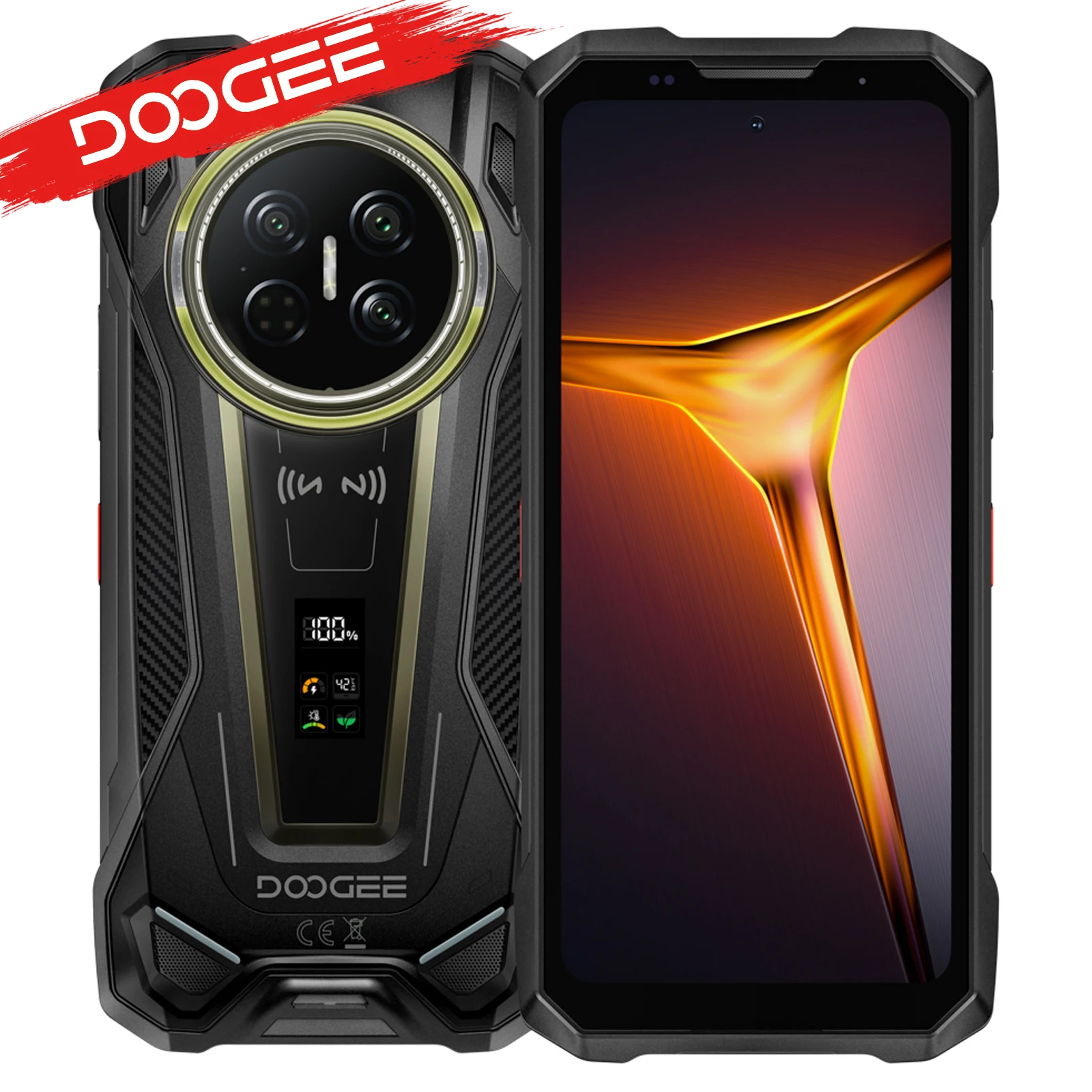 Teléfono robusto DOOGEE V Max 2 5G con Dimensity 8300, batería de 22000 mAh, 48 GB de RAM (16+32), 512 GB de ROM, con dos luces de camping, pantalla trasera multifunción de 1.05'', cámara principal de 200 MP, cámara de visión nocturna de 64 MP, compatible con Google Pay.