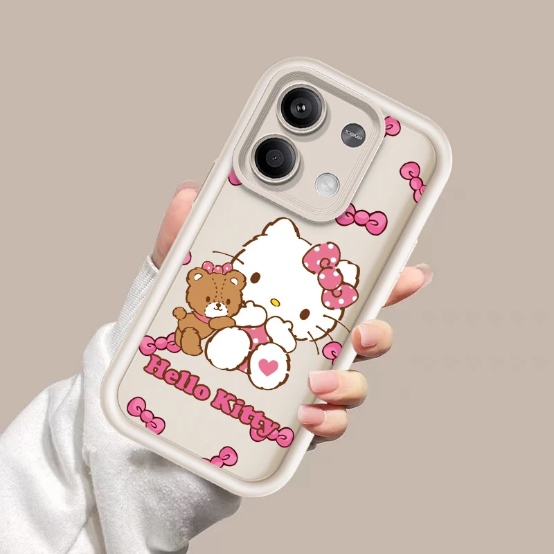 Cute Sario Hello Kitty For Xiaomi Redmi Note 13 12 11 10 9 12C 10 9A 9C Pro Soft Shockproof Eye Ladder Phone Case