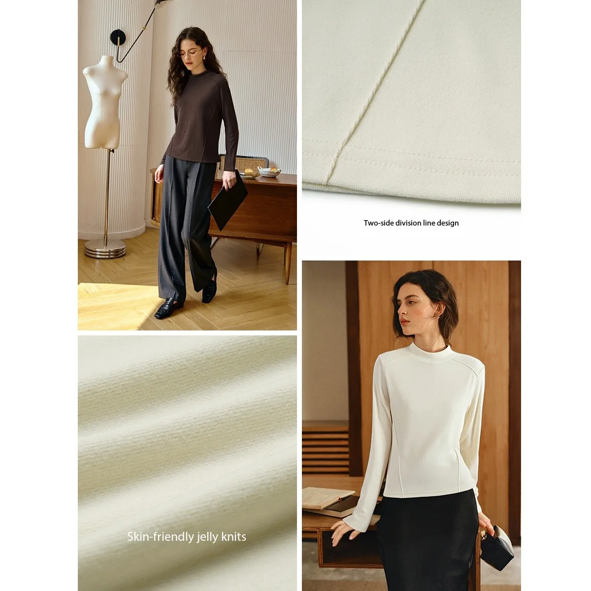 OLrain 우아한 따뜻한 티셔츠 2025 가을 신상 단색 심플 터틀넥 슬림 핏 긴팔 다용도 여성 상의 O57DT002629