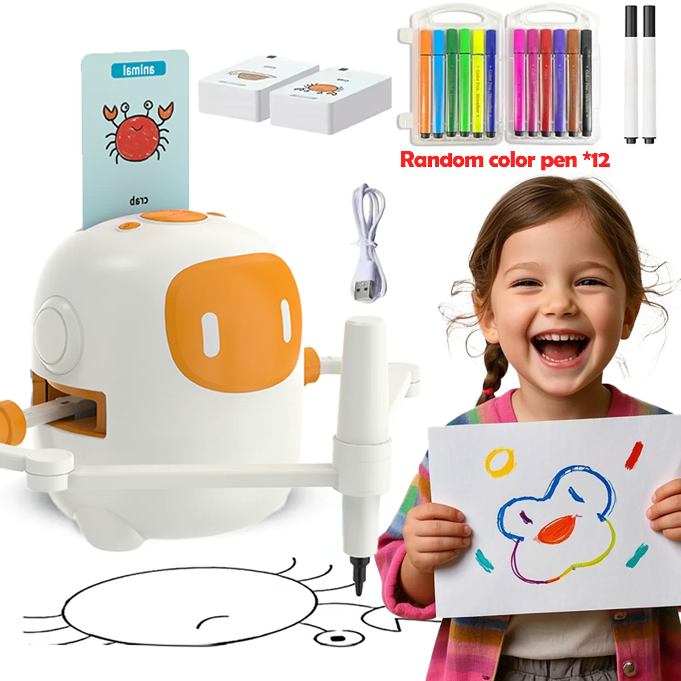 

Smart Drawing Robot Montessor interactive Educational Toy for Kids 5+ with Voice Interaction | Includes 100 Learning Word Cards
