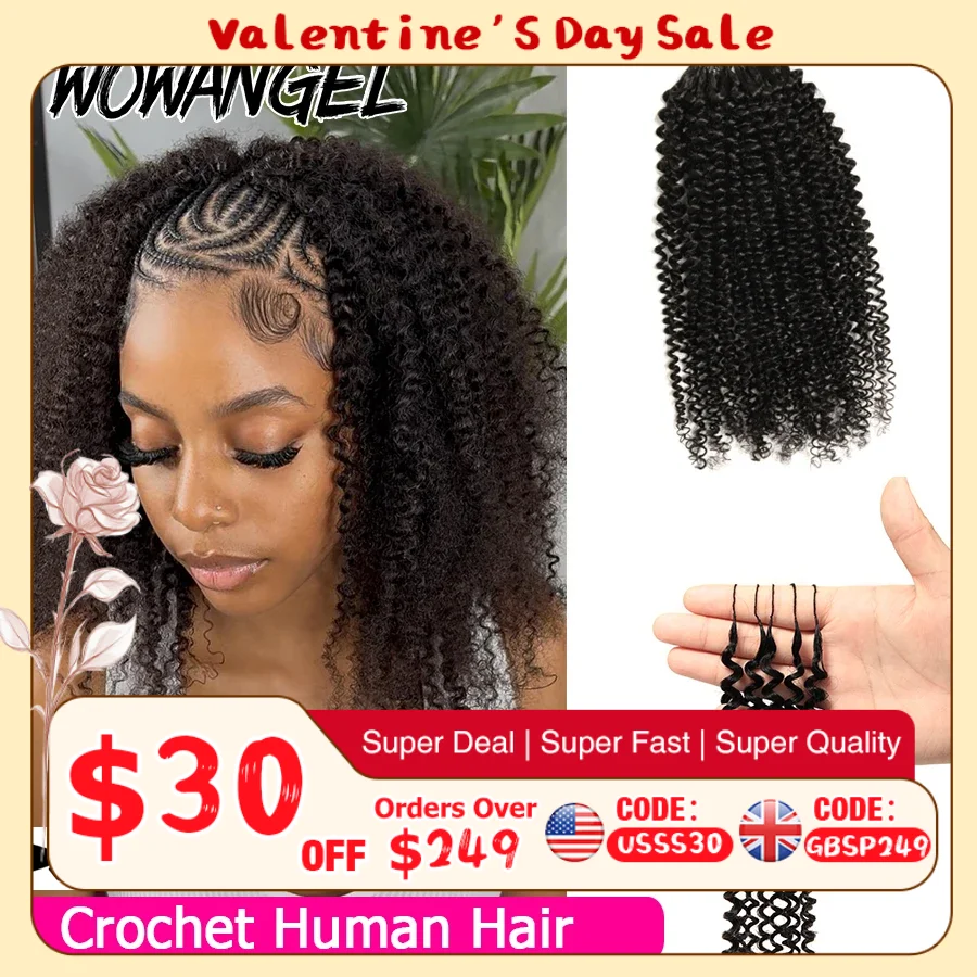 Afro Kinky Curly Crochet Braiding Human Hair Tight Curly Pre-Separated Knotless Feather Crochet Human Hair Extensions With Loop