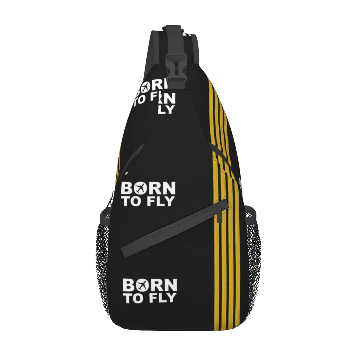 Born To Fly Captain Stripes Sling Bags, pecho Crossbody, mochila de hombro, deportes al aire libre, Daypacks, Pilot Air Fighter, Cool Bag