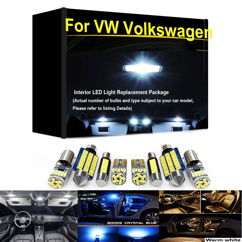 For Volkswagen VW POLO GOLF Passat Touran Sharan T-CROSS Tiguan T-ROC Touareg Scirocco Multivan Caravelle Interior LED Light Kit