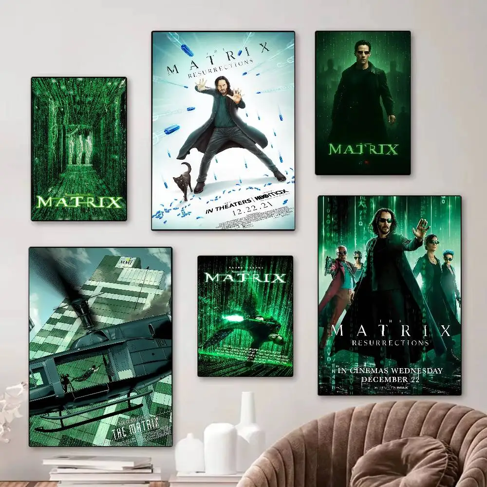 Amerikanischer Film „The Matrix Resurrections“ – Klassische Vintage-Poster für Zimmer, Hausbar, Café-Dekoration, nordische Heimdekoration