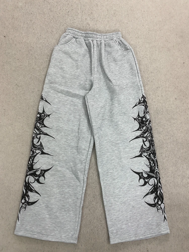 Men's High Street Hip-Hop Y2K Elastic Drawstring Sweatpants Casual Printed Patterned Streetwear Rap Pants