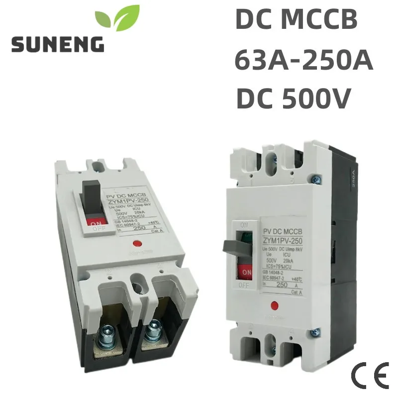 

DC MCCB 250V 63A 100A 125A 250A Moulded Case Circuit Breaker Battery 200A For Solay Battery Car Charging Pile Protector