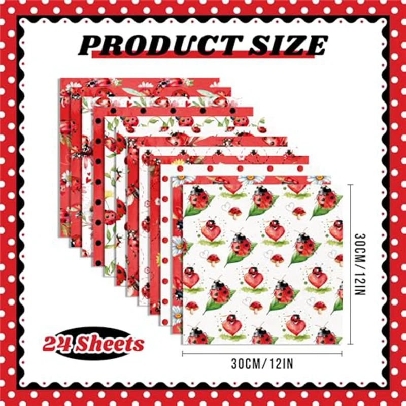 L52A-قواس نمط قصاصات ورقية 12 بوصة × 12 بوصة على الوجهين 24 ورقة ديكور Decoupage بطاقات الخنفساء