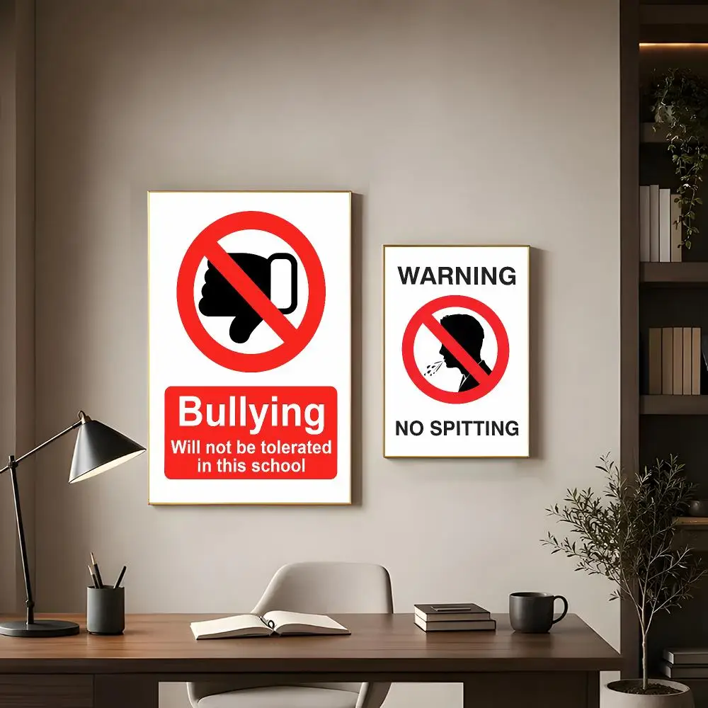 Minimal Safety Symbol P-Prohibition Signs Poster Modern Interior Wall Decor & Trendy Home Highlights