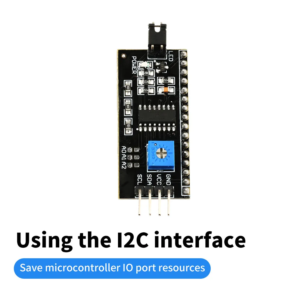 Placa de expansión DC 3-6V PCF8574 con interfaz I2C para LCD1602/2004, contraste ajustable y control de retroiluminación
