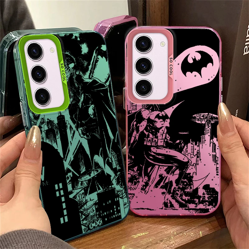 Black And White Comics B-atmans For Samsung Galaxy A71A15 A52 A34 A54 A33 A21S 4G 5G Fashion Colorful Silver Phone Case