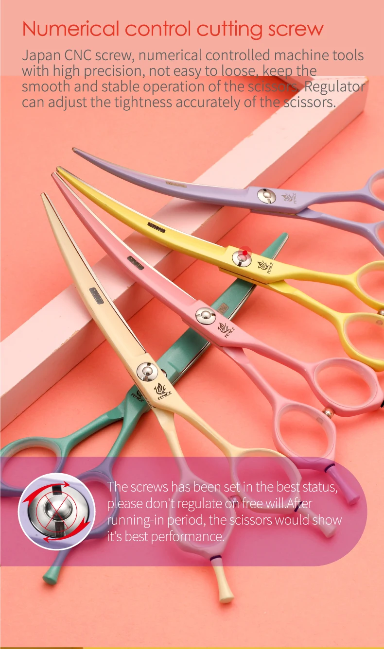 Fenice Professionelle JP440C Bunte 6.25 & 7,0 Zoll Gebogene Pflege Schere Pet Trimmen Schere für Hunde Katzen – Detail 15