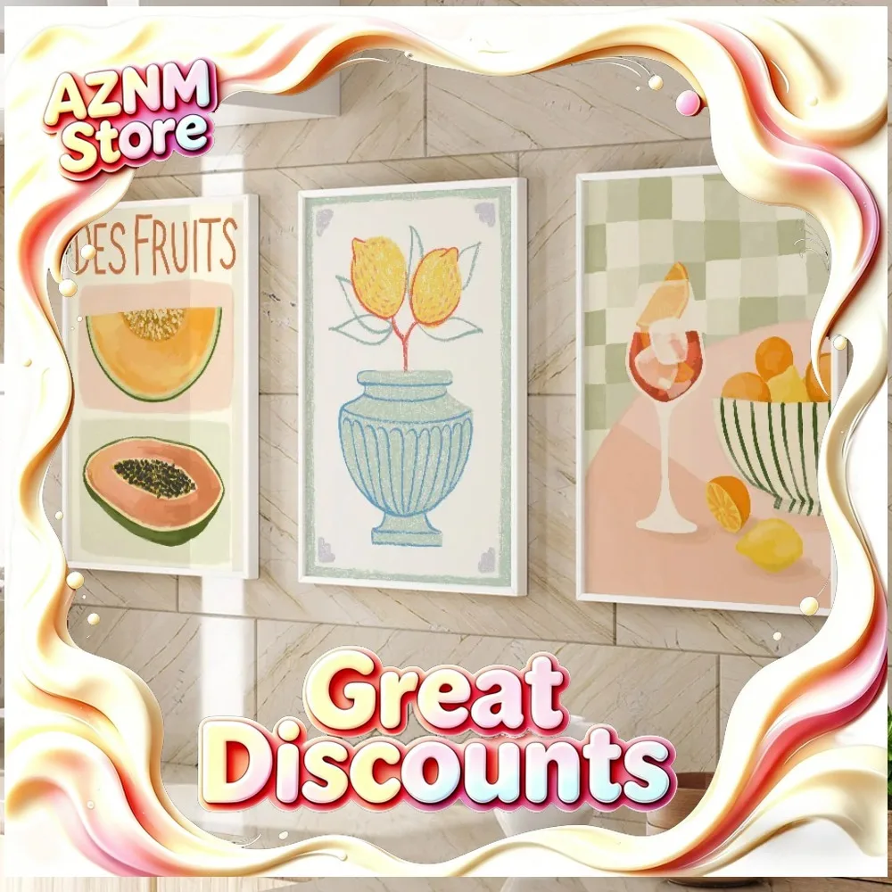 Retro Blumenvase Galerie Buntes Ausgefallenes Poster Einfache Wandkunst Leinwanddruck Wohnzimmer Dekoration