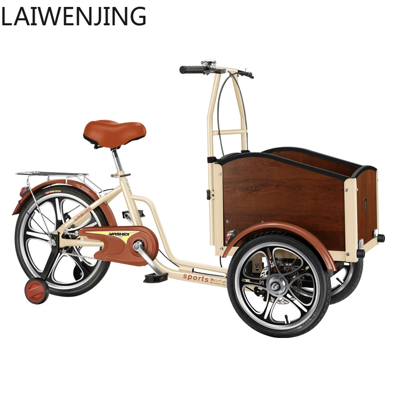 

HLZ new reverse riding three-wheeled vehicle cargo leisure and entertainment pedal human wooden bucket scooter
