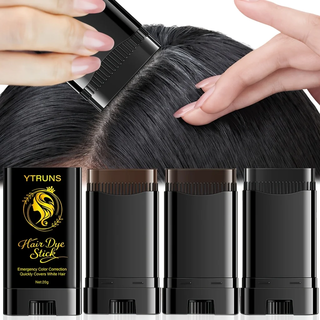 YTRUNS Barra de Tinte para Cabello Gris, Retoque Instantáneo de Raíces, Color Temporal, Corrector Portátil para Línea del Cabello y Raíces, Acabado Natural