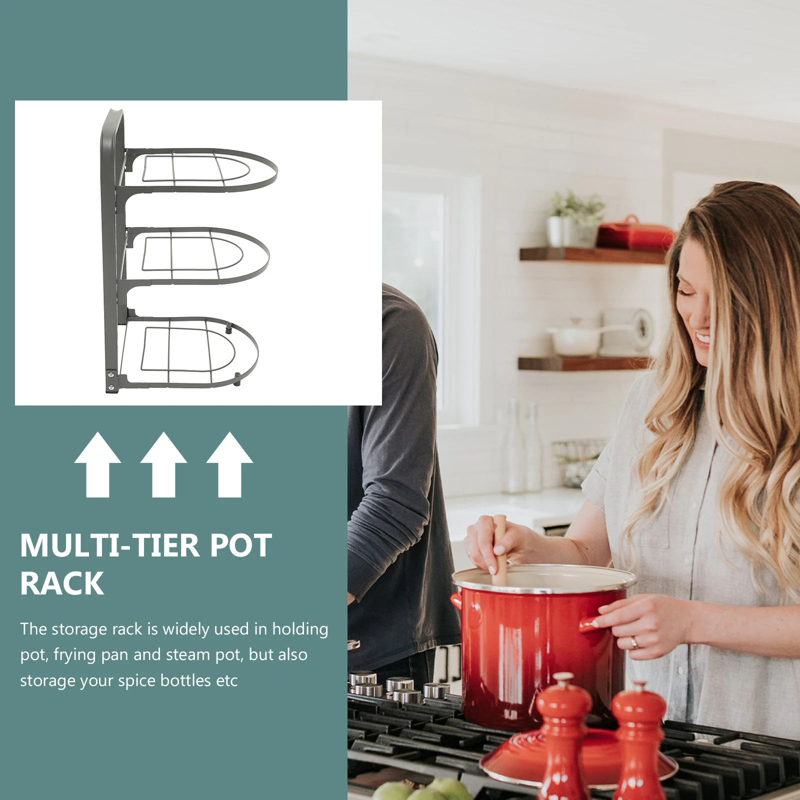 

Collapsible 3-Tier Kitchen Supply Pan Organiser For Cupboard Pot Rack Grey Round Multi-layer Storage Organizer Pan Draining
