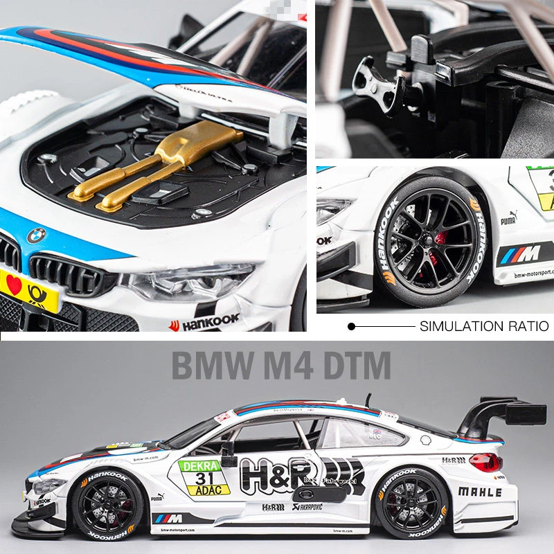 Alloy Racing Car Modelo, 1:24 BMWs M4 DTM Le Mans, Diecast Metal Veículos, Modelo de carro esportivo, Simulação Coleção Presente