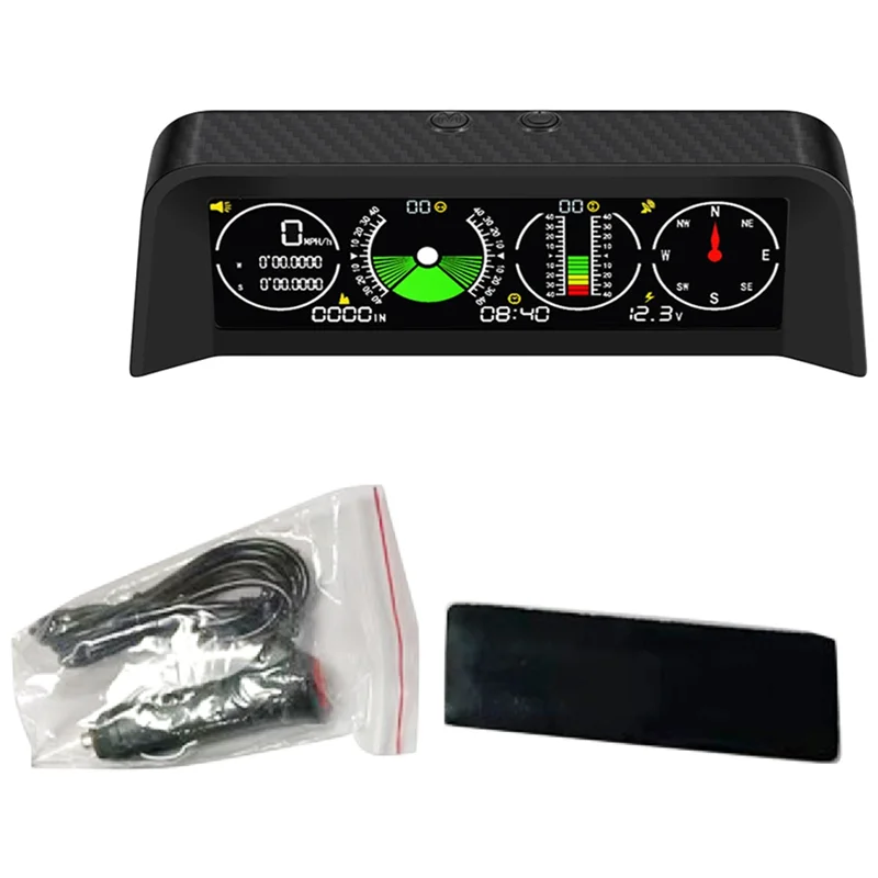 Car Gps Head Up Display Speed Slope Meter Inclinometer Car Compass Automotive Hud Pitch Tilt Angle Protractor Clock