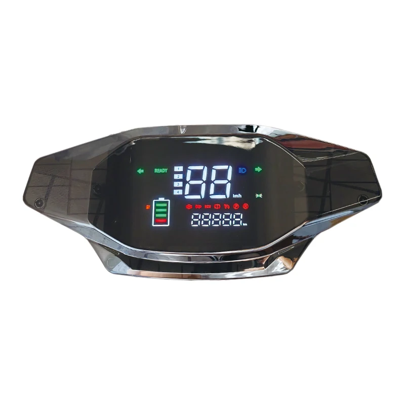 Black LED Screen Meter for Electric Scooter, Small Nine-square Base, Integrated Hall & Phase Wire, 48V/60V/72V