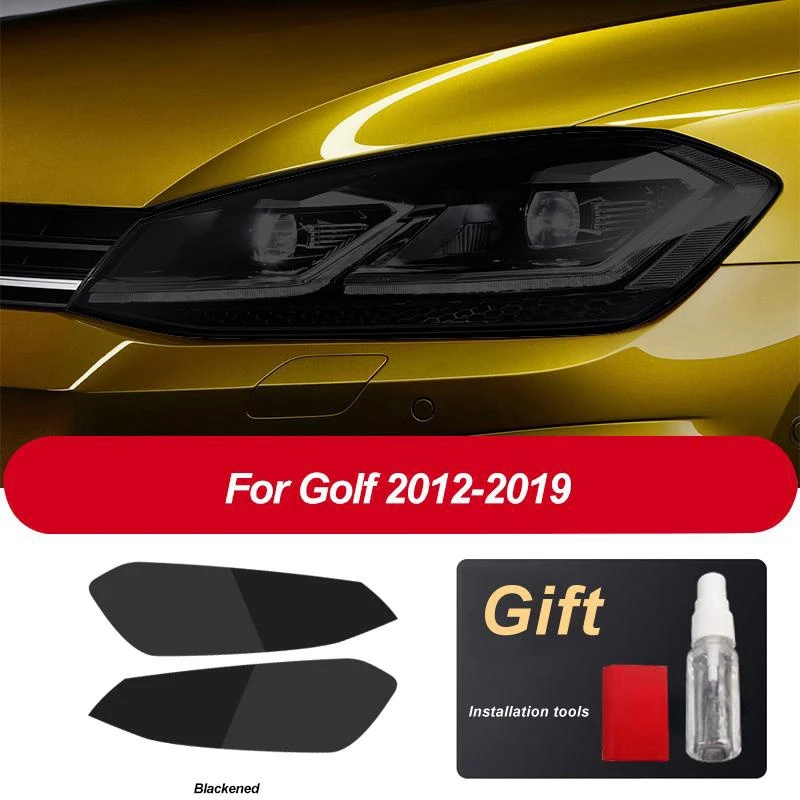 

Car Headlight Protective Film Headlamp Transparent Black TPU Sticker For Volkswagen VW Golf 7 MK7 2012-2019 Accessories 2 Pcs