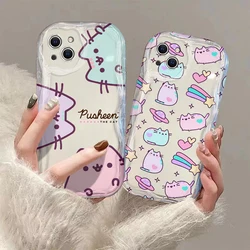 Cute Funny Cartoon Cat P-Pusheens 3D Wave Case For iPhone 15 14 13 12 11 Pro Max Mini X XR XSMAX 8 7 6S Plus Soft Silicone Cover