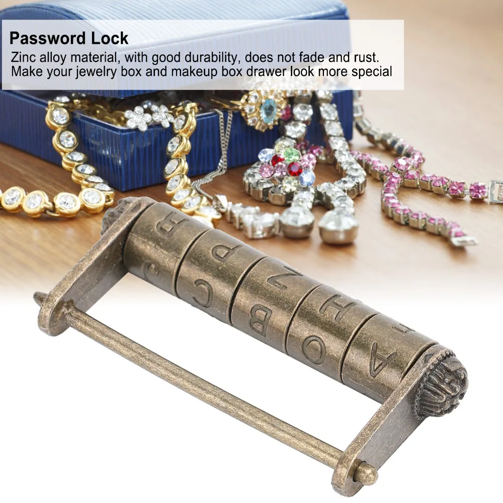 Antique Vintage Combination Padlock Decorative Zinc magnesium alloy Password Door Lock Alphabet Code Lock Cabinet