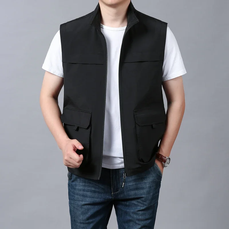 Fishing Vest Work Hunting Vests Professional Mens Clothing Multi-pockets Embroidered Sleeveless Jacket Luxury Men's Works Pocket