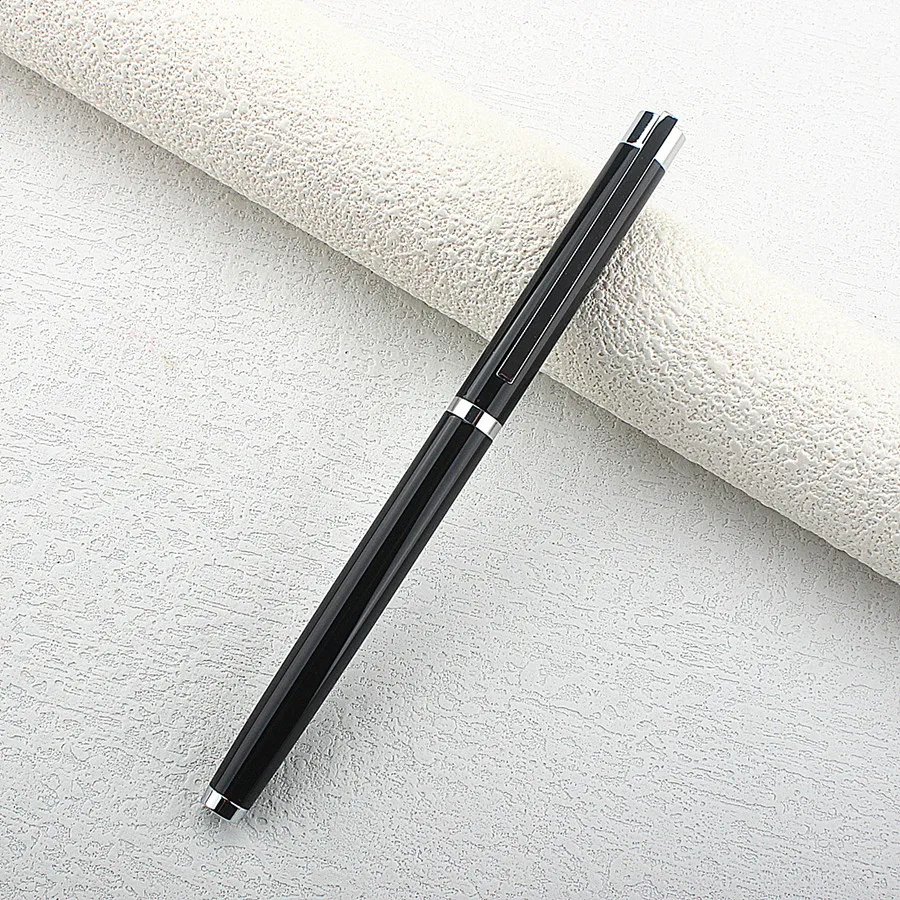 

Luxury Black Fountain Pen Metal Trim Fine Nib Smooth Writing Pen for Business Office
