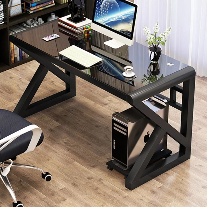 

Modern Tempered Glass Esport Tables For Office Furniture Computer Tables Creative Light Luxury Upscale Household Gaming Table