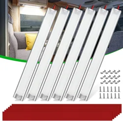 6 PCS 12v-85V LED Interior Light Bar, 168LEDs 15.4IN 1700LM 10W, DC 12v Volt led Strip Lights with Switch, for Enclosed Carg