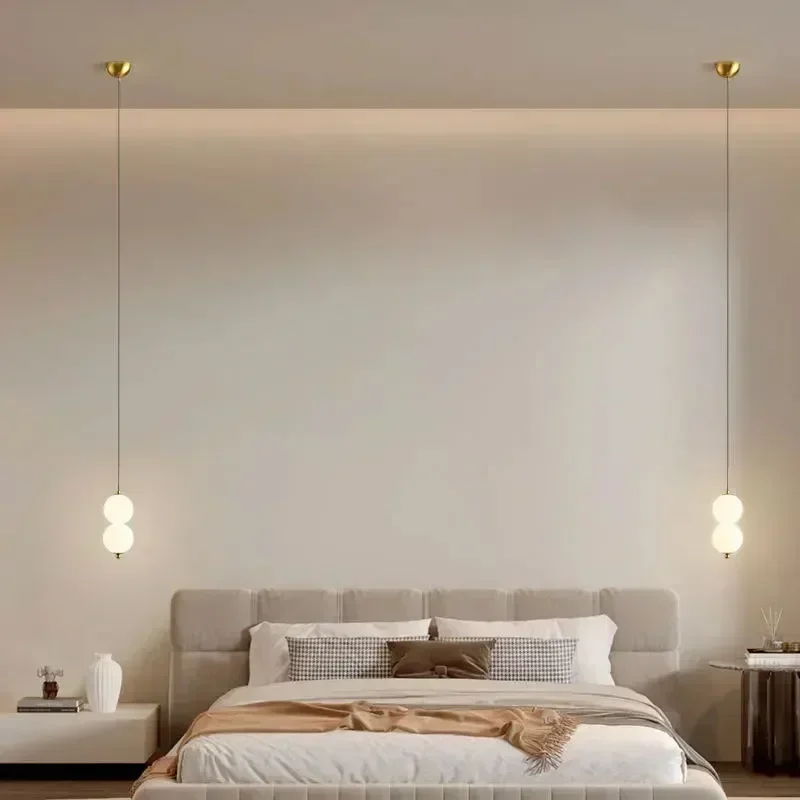 Bedroom Bedside LED Pendant Lights Ceiling Lamp for Living Dining Room Restaurant Indoor Lighting Decor PVC Ball Fixture Modern
