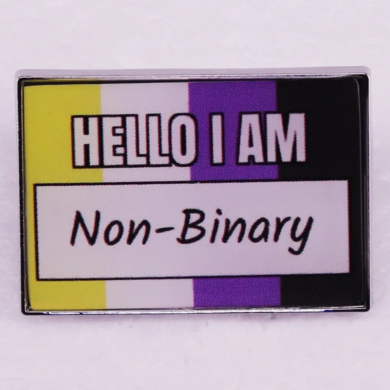 Hello I'm A Non-binary Hard Enamel Pin Quote Metal Badge Brooch for Jewelry Accessory