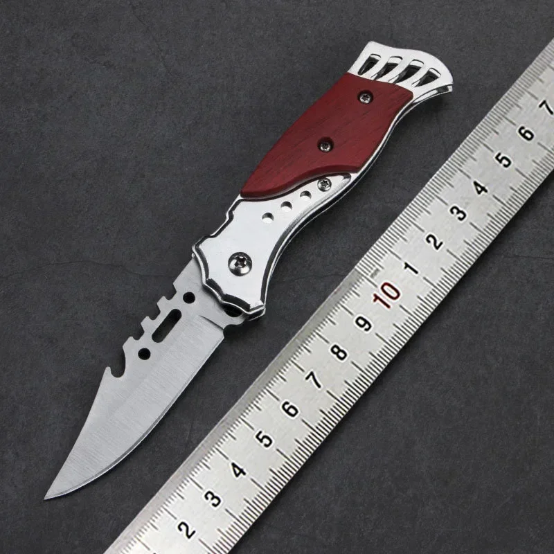 

Hot Sale High Hardness Skeleton Wooden Handle Folding Knife Mountaineering Camping Fishing Barbecue Knife Outdoor Survival Knife