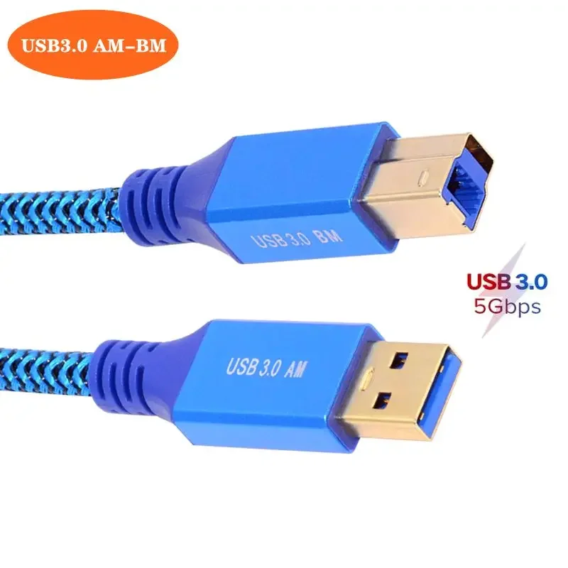 USB 3.0 A męski do B męski Kabel do transmisji danych drukarki Czysta miedź Komputer Szybka transmisja Połączenie komputerowe Port kwadratowy 0,3