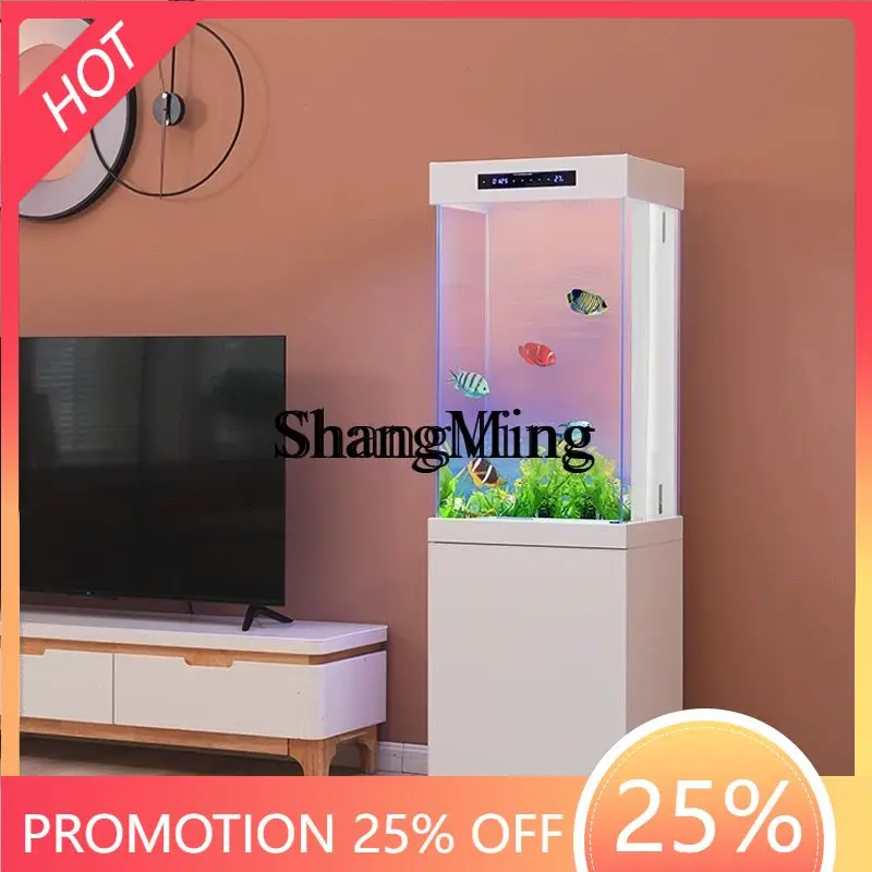 

ZYYsmart goldfish tank living room large floor to wall household glass vertical square ecological bottom filter aquarium