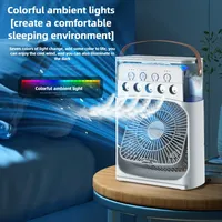 USB charging mini portable fan cooling water mist air conditioner electric fan LED night light 3-in-1 household air humidifier