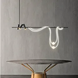 Nordic Schlauch LED Kronleuchter Schwarz für Tisch Esszimmer Küche Bar Anhänger Lampe Wohnkultur Beleuchtung Suspension Design Leuchte