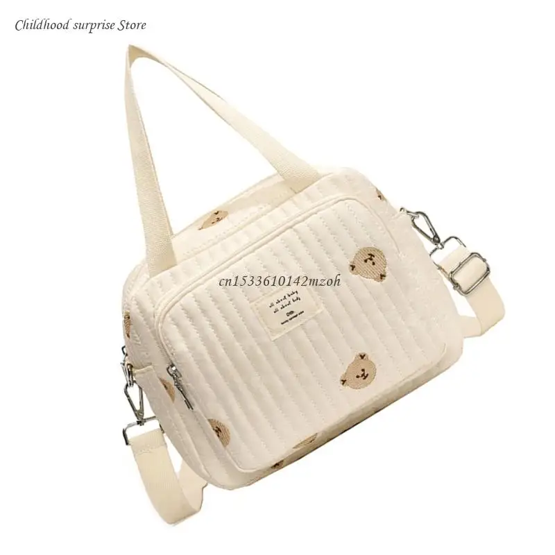 Infants Nappy Bag Large Capacity Storage Case Shoulder Bag with Elegant Embroidery for Outings & Storing Baby Dropship