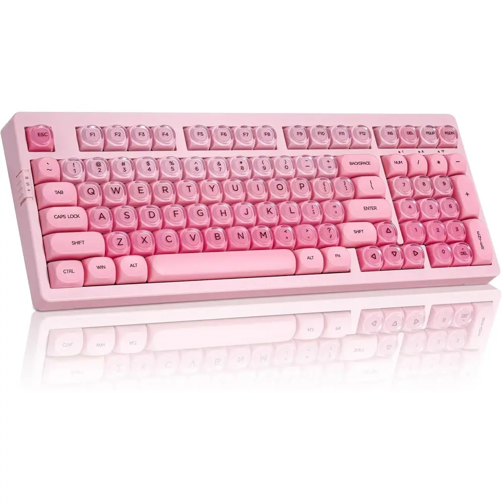 95% Pink Creamy Mechanical Keyboard with Number Pad, Jelly MOA Profile Keys, Linear Switches, Hot-Swappable, RGB Backlit