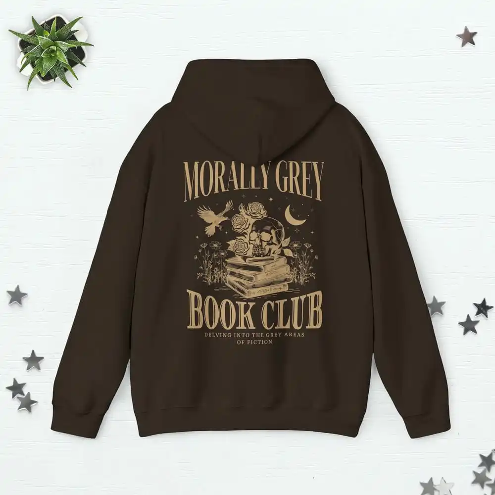 Morally Grey Book Club Hoodie Booktok Merch Bookish Things Smut Hoodie Worm Gifts Unisex Comfort Long Sleeve Y2K Top Streetwear
