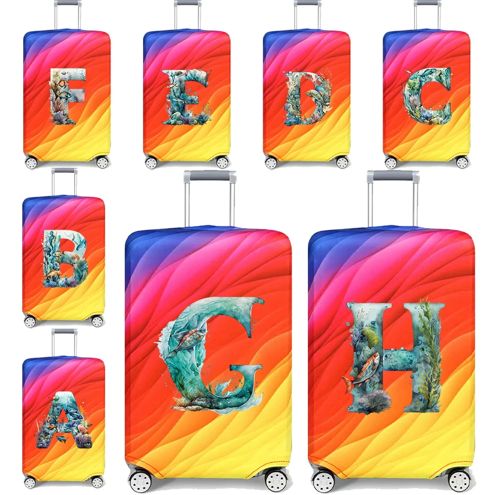 Elastic Luggage Protective Cover Simplicity Suitcase Case Fish Letter Printing Portable for Outdoor Holiday Travel Accessories