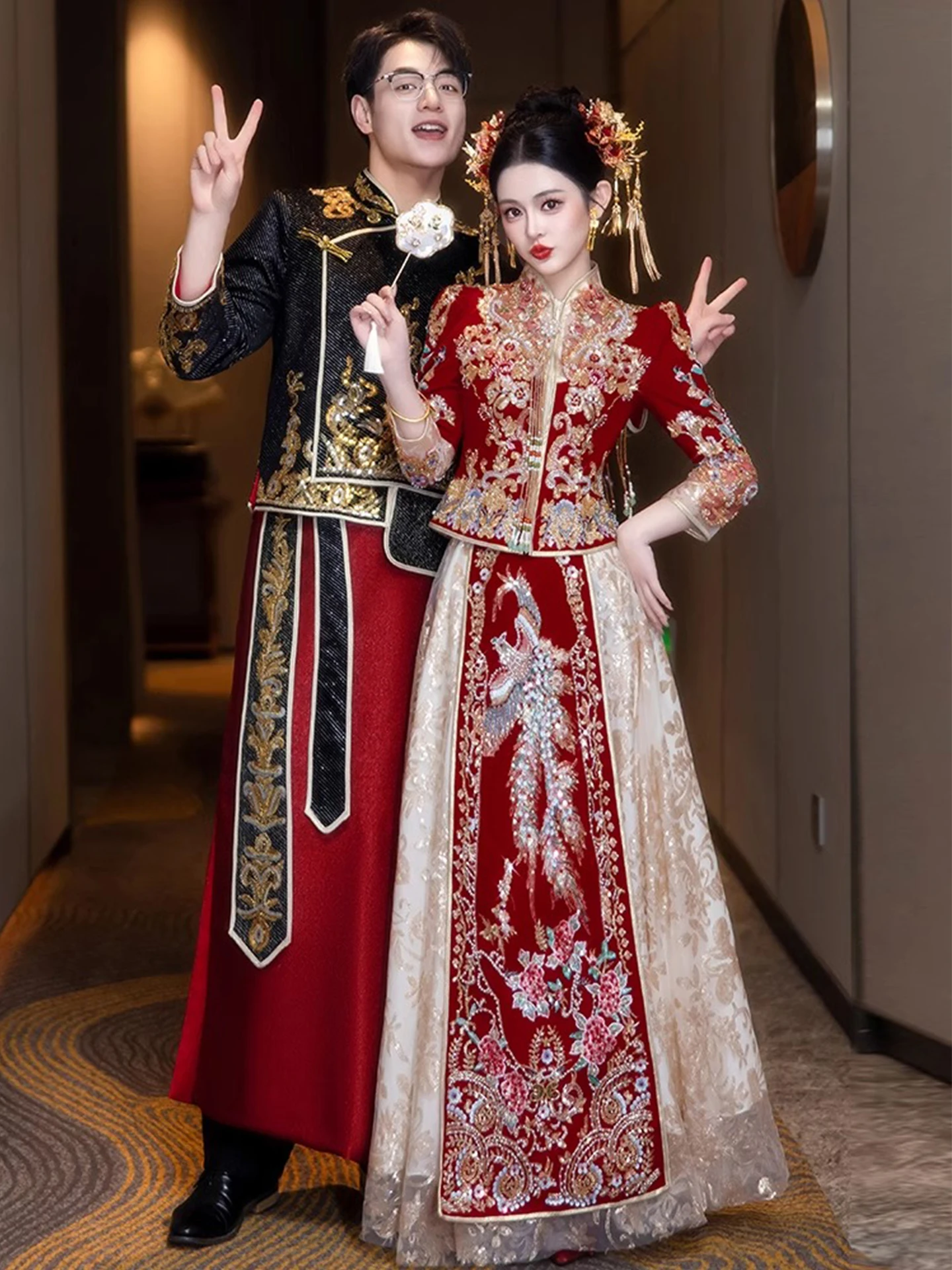 

Velvet ow Clothing Wedding Dr 2026 New Sle Chinese Sle Bride Gown Marriage Ceremony Dr Wine Offering Slimming